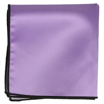 Solid Pocket Square in Purple with Black Border Paul Malone  - Paul Malone.com