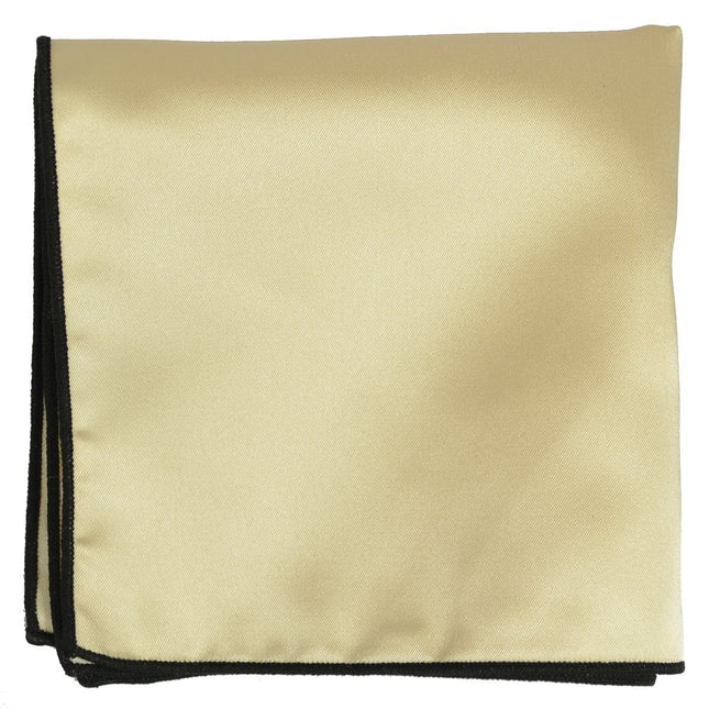 Solid Pocket Square in Champagne with Black Border Paul Malone  - Paul Malone.com