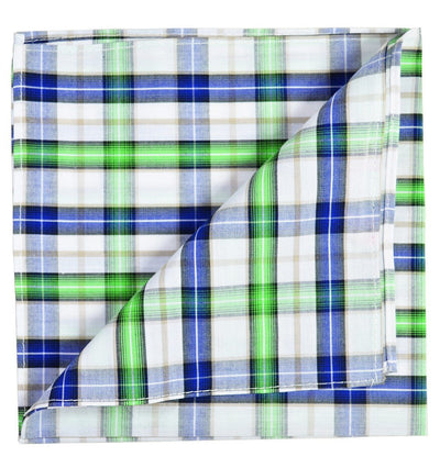 Green and Blue Plaid Cotton Pocket Square Paul Malone Pocket Square - Paul Malone.com