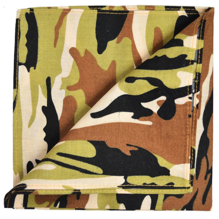 Green and Brown Camouflage Cotton Pocket Square Paul Malone Pocket Square - Paul Malone.com