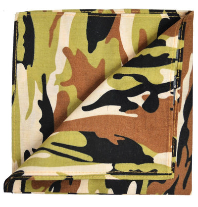 Green and Brown Camouflage Cotton Pocket Square Paul Malone  - Paul Malone.com