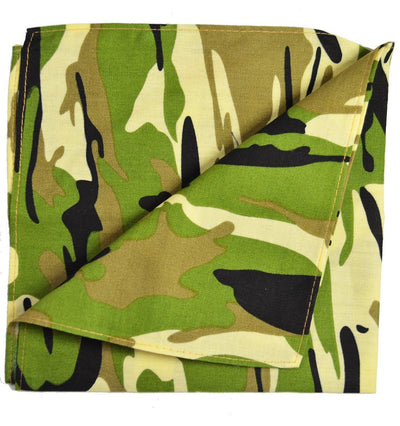 Green and Beige Camouflage Cotton Pocket Square Paul Malone  - Paul Malone.com