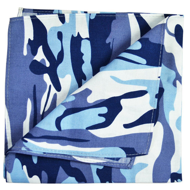 Blue Camouflage Cotton Pocket Square Paul Malone Pocket Square - Paul Malone.com