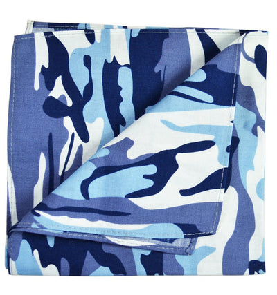 Blue Camouflage Cotton Pocket Square Paul Malone  - Paul Malone.com