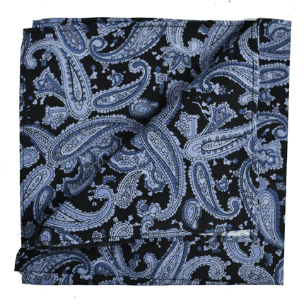 Black and Grey Paisley Cotton Necktie Paul Malone Ties - Paul Malone.com