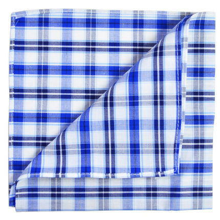 Blue and White Plaid Cotton Pocket Square Paul Malone Pocket Square - Paul Malone.com