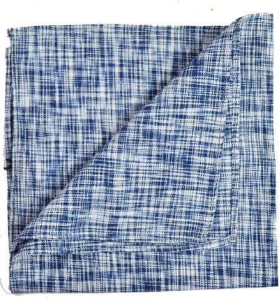 Blue Cotton/Linen Blend Pocket Square Paul Malone  - Paul Malone.com