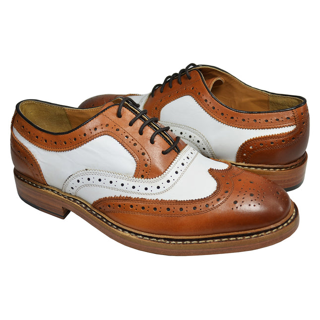 PETER Brown and White Leather Spectators by Paul Malone Paul Malone Shoes - Paul Malone.com