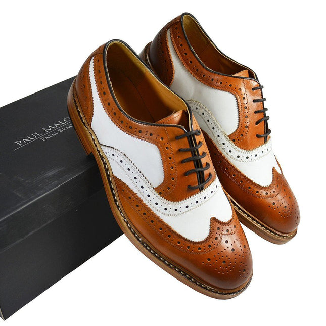 PETER Brown and White Leather Spectators by Paul Malone Paul Malone Shoes - Paul Malone.com