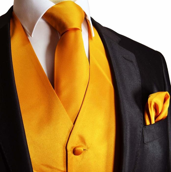 Solid Tangerine Tuxedo Vest Set | Paul Malone