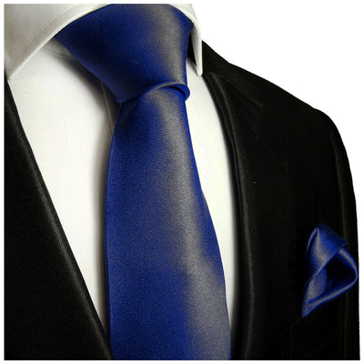 Solid Dark Navy Necktie and Pocket Square Paul Malone Ties - Paul Malone.com