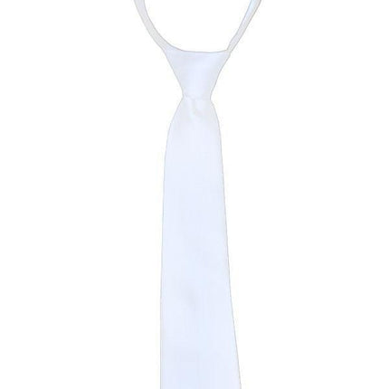 Solid White Boys pre-tied Zipper Tie Brand Q Ties - Paul Malone.com
