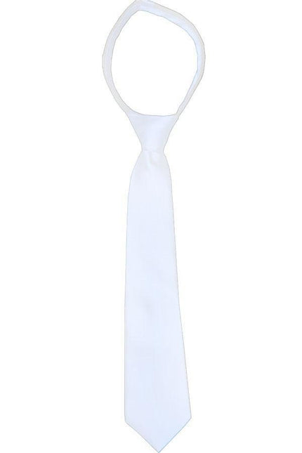 Solid White Boys pre-tied Zipper Tie Brand Q Ties - Paul Malone.com