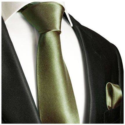 Solid Green Necktie and Pocket Square Paul Malone Ties - Paul Malone.com