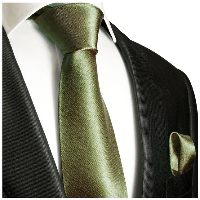 Solid Green Necktie and Pocket Square Paul Malone Ties - Paul Malone.com