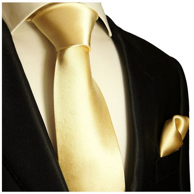 Solid Lite Yellow Necktie and Pocket Square Paul Malone Ties - Paul Malone.com