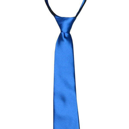 Solid Blue Boys Zipper Tie Brand Q Ties - Paul Malone.com