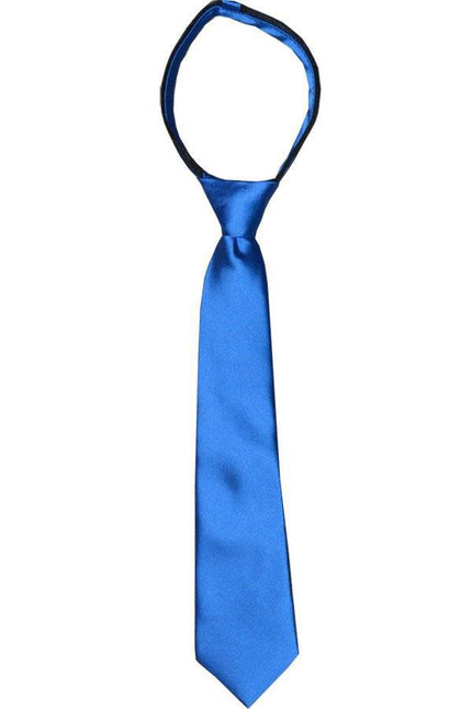 Solid Blue Boys Zipper Tie Brand Q Ties - Paul Malone.com