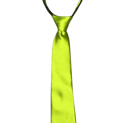 Solid Lime Green Boys Zipper Tie Brand Q Ties - Paul Malone.com