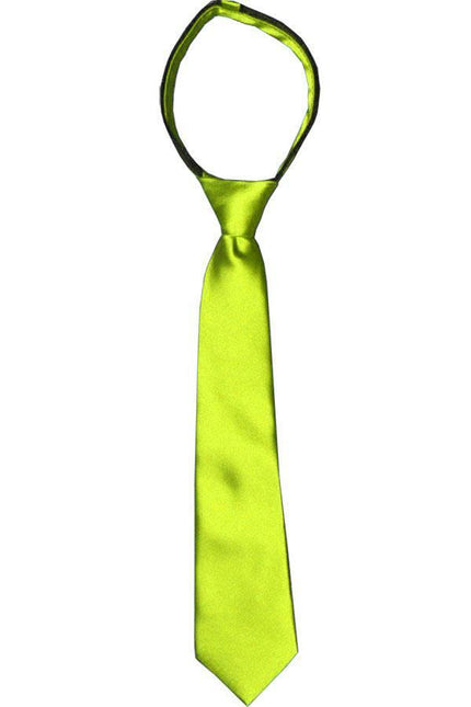 Solid Lime Green Boys Zipper Tie Brand Q Ties - Paul Malone.com