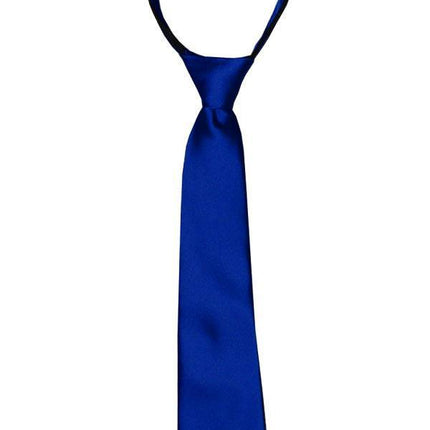 Solid Navy Blue Boys Zipper Tie Brand Q Ties - Paul Malone.com