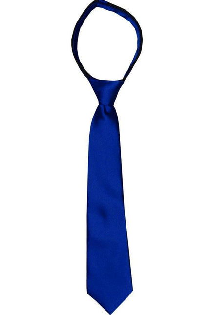 Solid Navy Blue Boys Zipper Tie Brand Q Ties - Paul Malone.com