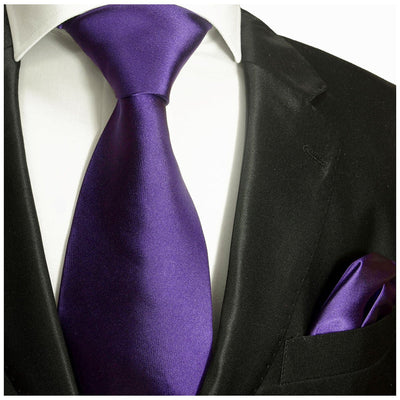 Solid Amethyst Violet Necktie and Pocket Square Paul Malone Ties - Paul Malone.com