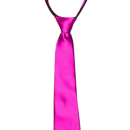 Solid Hot Pink Boys Zipper Tie Brand Q Ties - Paul Malone.com