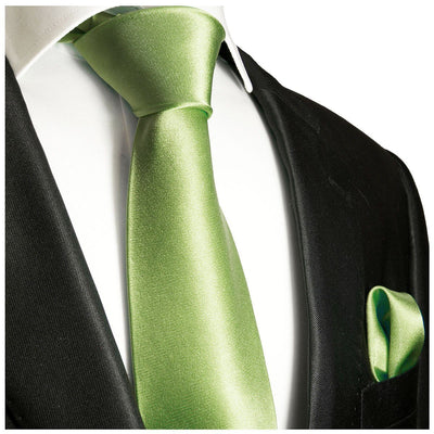 Solid Green Necktie and Pocket Square Paul Malone Ties - Paul Malone.com