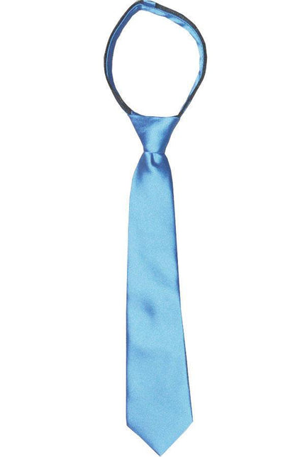 Light Blue Boys Zipper Tie Brand Q Ties - Paul Malone.com
