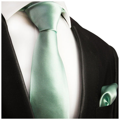 Solid Mint Necktie and Pocket Square Paul Malone Ties - Paul Malone.com
