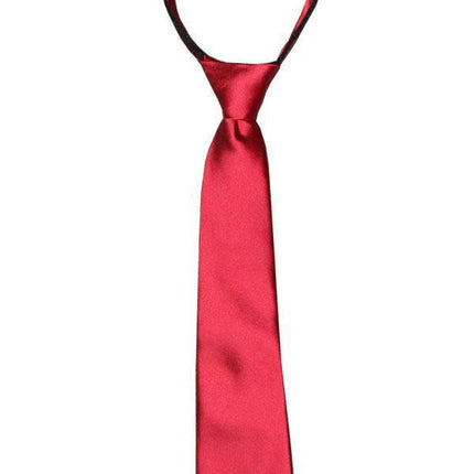 Solid Ruby Red Boys Zipper Tie Brand Q Ties - Paul Malone.com