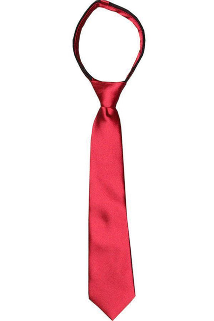 Solid Ruby Red Boys Zipper Tie Brand Q Ties - Paul Malone.com