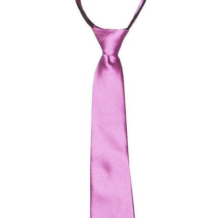 Solid Pink Boys Zipper Tie Brand Q Ties - Paul Malone.com
