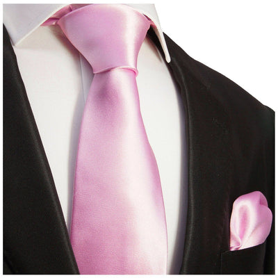 Solid Pink Necktie and Pocket Square Paul Malone Ties - Paul Malone.com