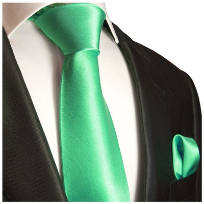 Solid Green Necktie and Pocket Square Paul Malone Ties - Paul Malone.com