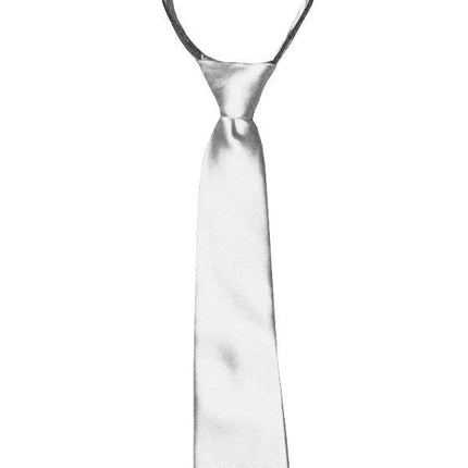 Solid Lite Silver Boys Zipper Tie Brand Q Ties - Paul Malone.com