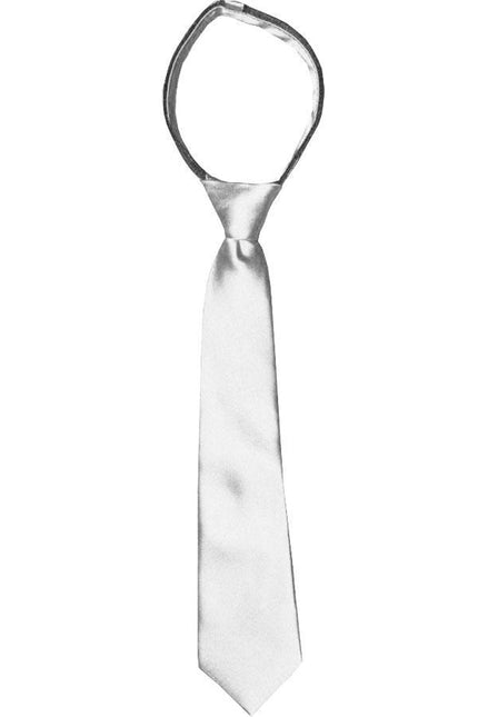 Solid Lite Silver Boys Zipper Tie Brand Q Ties - Paul Malone.com