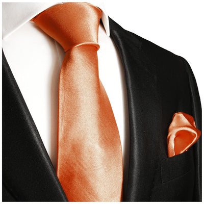 Solid Salmon Necktie and Pocket Square Paul Malone Ties - Paul Malone.com