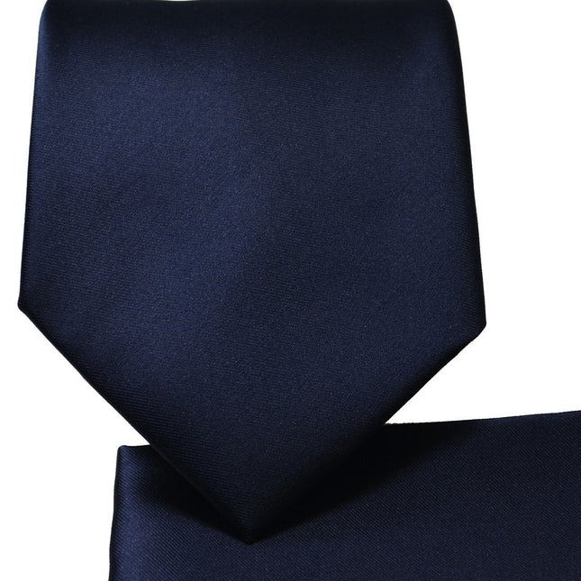 Solid Dark Navy Necktie and Pocket Square Paul Malone Ties - Paul Malone.com
