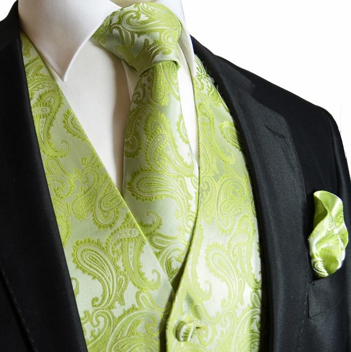 Lime Green Paisley Tuxedo Vest Set | Paul Malone