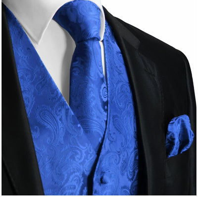 Royal Blue Paisley Tuxedo Vest Set Brand Q Vest - Paul Malone.com