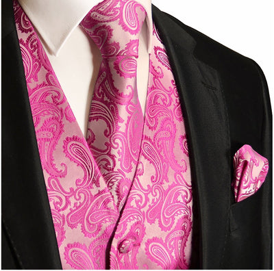 Pink Paisley Tuxedo Vest Set Brand Q Vest - Paul Malone.com