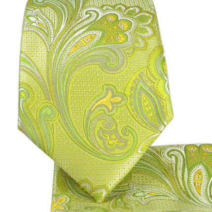 Green Paisley Necktie and Pocket Square Paul Malone Ties - Paul Malone.com