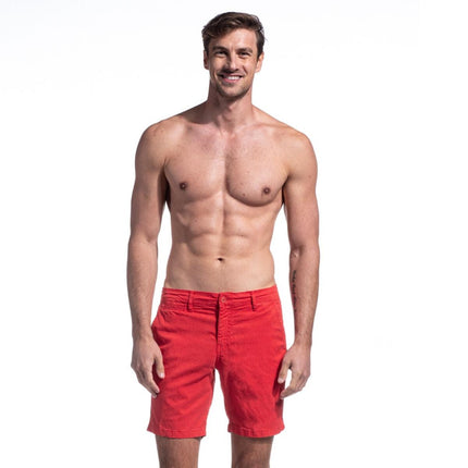 Solid True Red Cotton Shorts by EightX Eight X Shorts - Paul Malone.com
