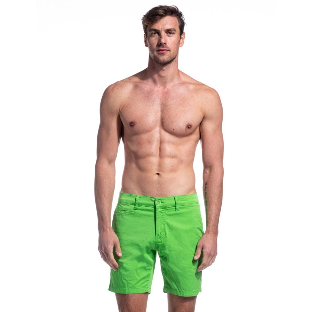 Solid Lime Green Cotton Shorts by EightX | Paul Malone