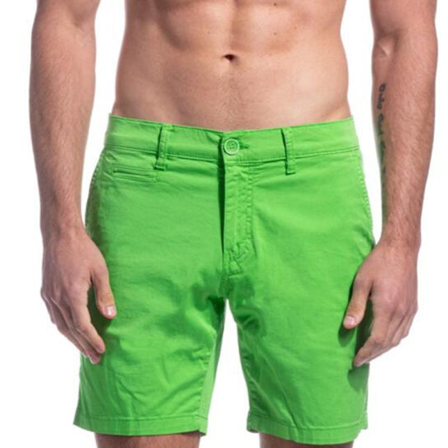 Solid Lime Green Cotton Shorts by EightX Eight X Shorts - Paul Malone.com