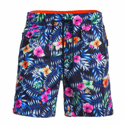 Blue Floral Print Swim Trunks by EightX Eight X Trunks - Paul Malone.com