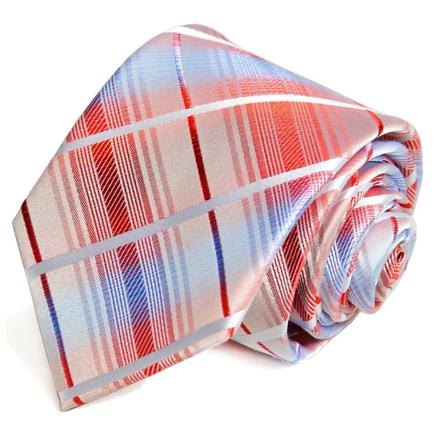 Red and Blue Silk Tie and Pocket Square Paul Malone Ties - Paul Malone.com