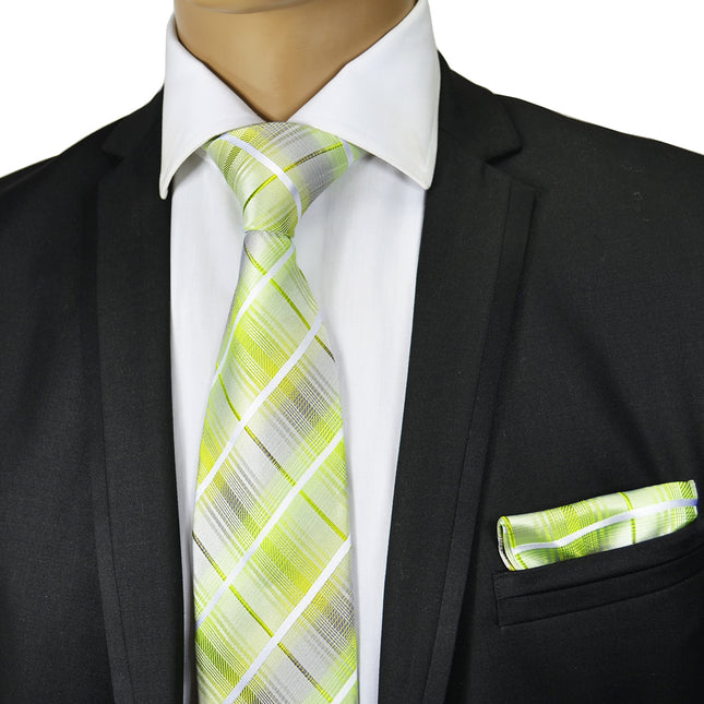 Summer Green Silk Tie and Pocket Square Paul Malone Ties - Paul Malone.com